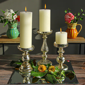 Eastland Unique Mercury Glass Pillar Candle Holder 11.25"