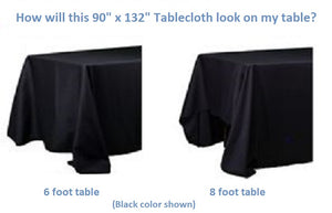 Richland Rectangle Tablecloth 90"x132" Black Set of 10
