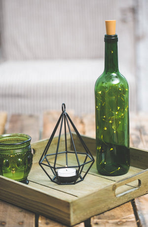 Richland Geometric Metal Tealight Candle Holders - Black Set of 2