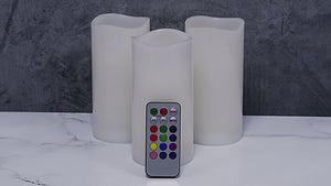 Richland Flameless LED Remote Control Wavy Top Pillar Candle White 3"x6" Set of 3