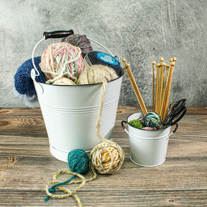 White Enamel 11in Bucket with Handle