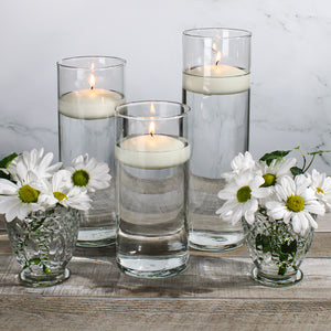 Eastland Cylinder Floating Candle Holders 7.5" , 9" & 10.5" Set of 3