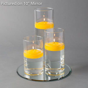Eastland Round Mirror and Cylinder Vase Centerpiece with Richland 3" Floating Candles Set of 48