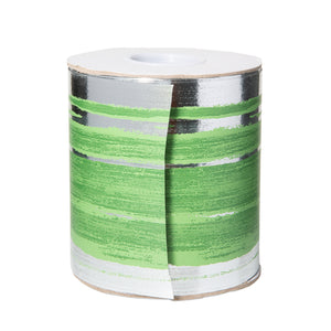 Variegated Aspidistra Leaf Ribbon 4in x 50yds Green & Silver