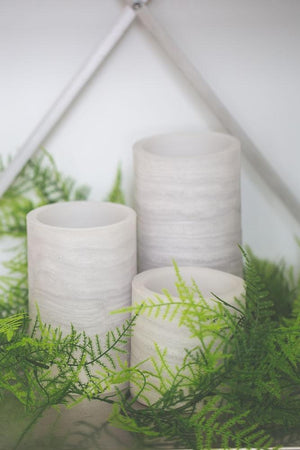 richland flameless led pillar candle marble 4 x 8
