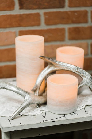 richland flameless led pillar candle marble 4 x 8