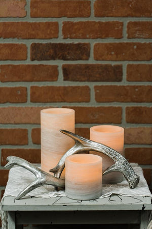 Richland Flameless LED Pillar Candle Marble 4" x 8"