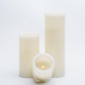 richland flameless led pillar candles 3 x3 3 x6 3 x9 ivory set of 3