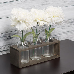 Richland Vintage Milk Bottle Vases With Wooden Stand Set of 6