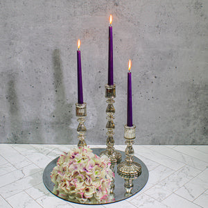 Richland Ribbed Unique Mercury Glass Taper Candle Holder Set of 3