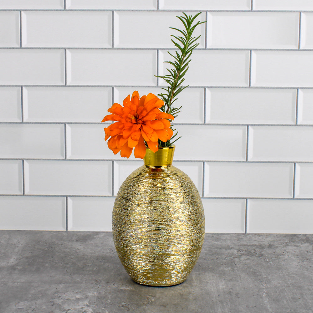 Richland Elegant Vase 6" Gold Ceramic Set of 4