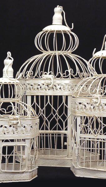 Richland Vintage Birdcages Ivory Metal Set of 3