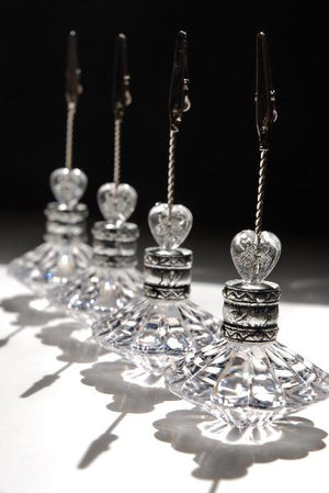 4 Crystal Place Card & Table Number Holders