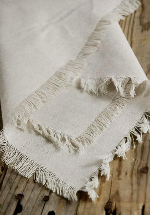 12 Linen Napkins with Fringe Edge 16in