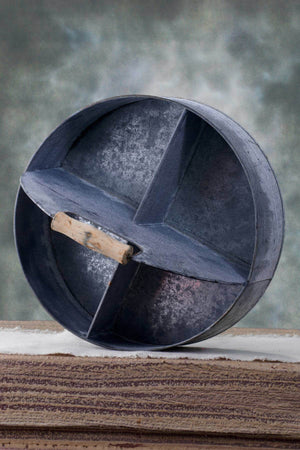 Zinc Round Metal Tray 4 Compartments