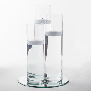 Eastland 12" Mirror and Tall Cylinder Vase Centerpiece with Richland Floating Candles Set of 48