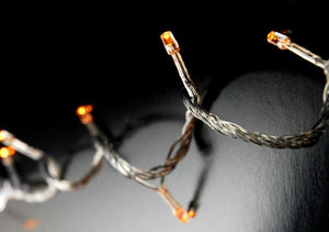 LED String Lights Amber Clear Cord 100CT  28ft, Multi Flicker Modes