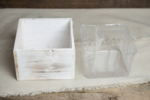 Whitewashed Wood Square Planter Box 6x6