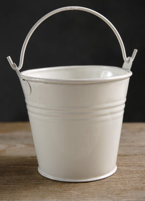 Tiny 4" White Metal Buckets