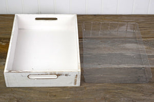 White Wood Rectangle Tray 10x14