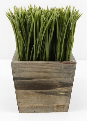 wood planter box grass display 7in